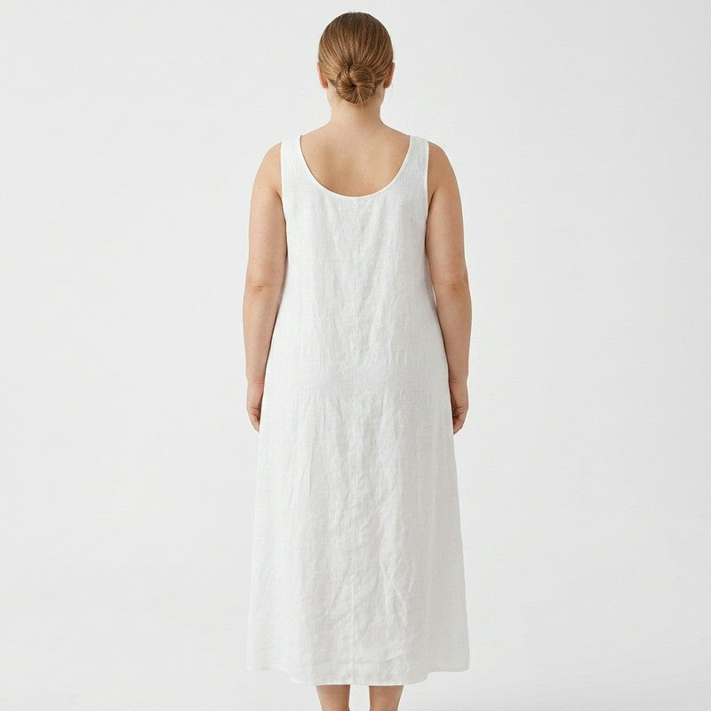 Robe midi décontractée sans manches en coton - image 7