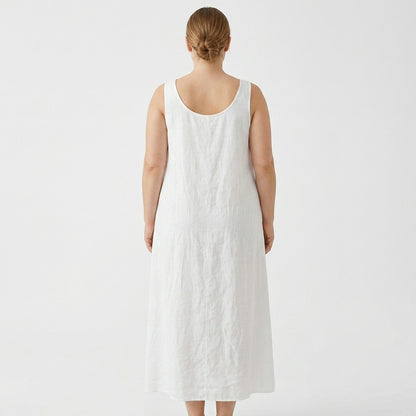 Robe midi décontractée sans manches en coton - image 7