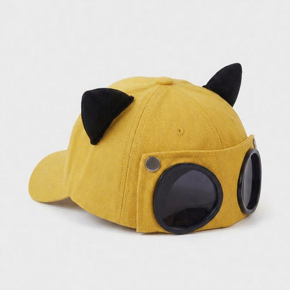 Chapeau à oreilles de chat avec lunettes de soleil - Jaune - One Size - image 2