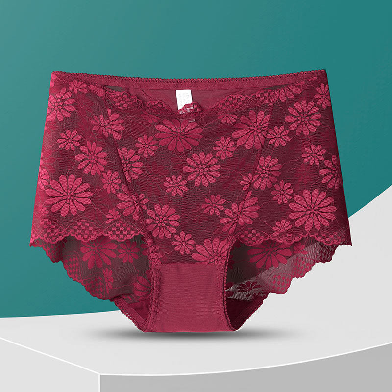 Culotte taille haute en dentelle florale grande taille (5 paires)