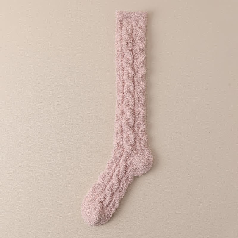 Chaussettes thermiques en polaire corail jusqu'aux genoux (5 paires) - Rose clair - Convient à 220 lb - image 12
