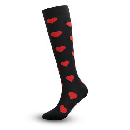 Chaussettes de compression à imprimé cœur et lèvres rouges (3 paires)