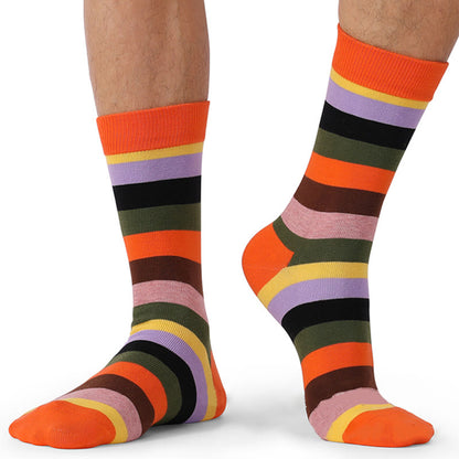 Chaussettes fantaisie en coton à rayures colorées (5 paires) - image 1