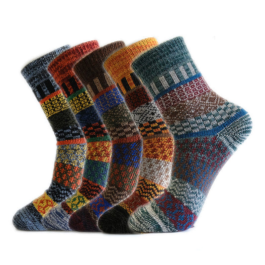 Chaussettes épaisses en laine (5 paires) - Multicolore - EU38-44 (US5-10) - image 0