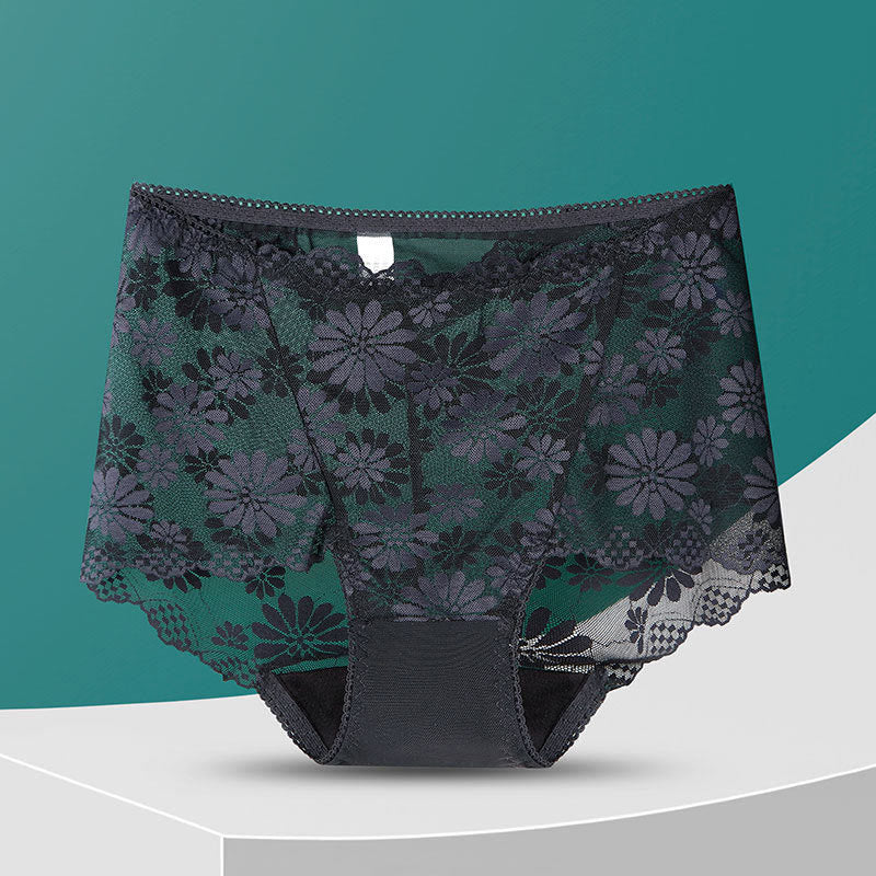 Culotte taille haute en dentelle florale (5 paires) - Noir - 4XL - image 13