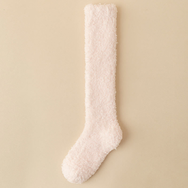 Chaussettes hautes en peluche épaisse grande taille (5 paires) - Rose clair - EU36-43(US3-9) - image 10