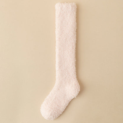 Chaussettes hautes en peluche épaisse grande taille (5 paires) - Rose clair - EU36-43(US3-9) - image 10