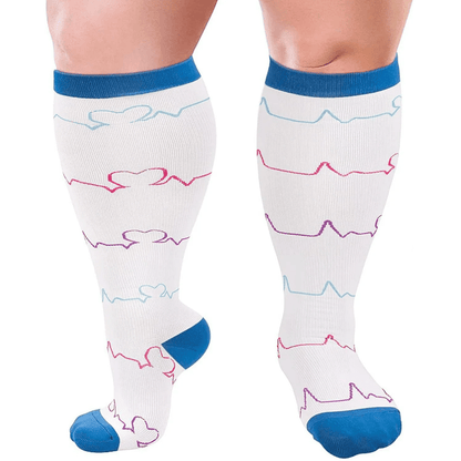 Chaussettes de compression grande taille à motif électrocardiogramme (3 paires)