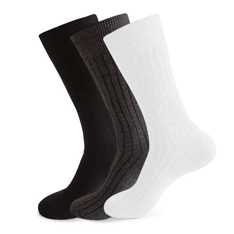 Chaussettes rayées unies (3 paires) - Noir, gris foncé et blanc - EU46-50 (US12-15) - image 2