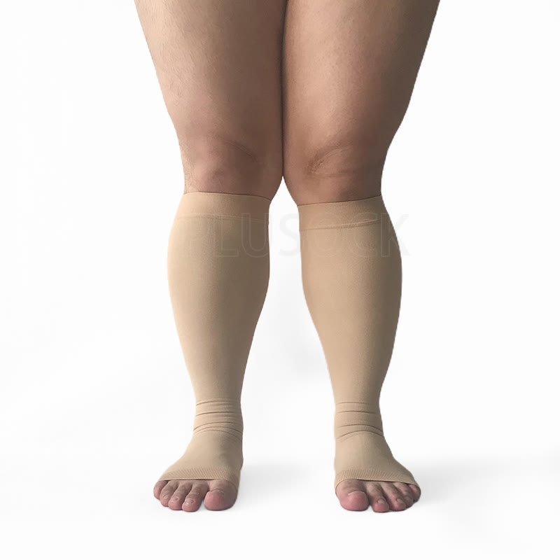 Chaussettes de compression grande taille, mollet large, bout ouvert - image 7
