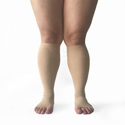 Chaussettes de compression grande taille, mollet large, bout ouvert - image 7