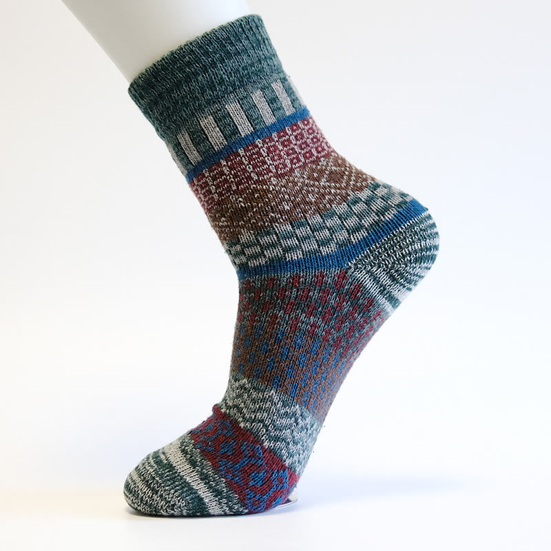 Chaussettes épaisses en laine (5 paires) - Vert foncé - EU38-44 (US5-10) - image 3