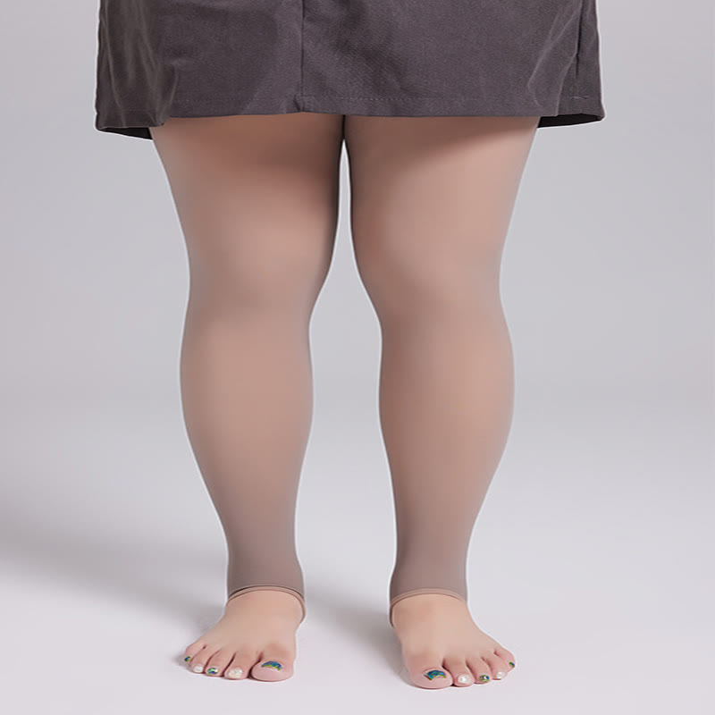 Collants épais taille haute grande taille - 330 g (plus velours) - Café - Collants étriers - image 5