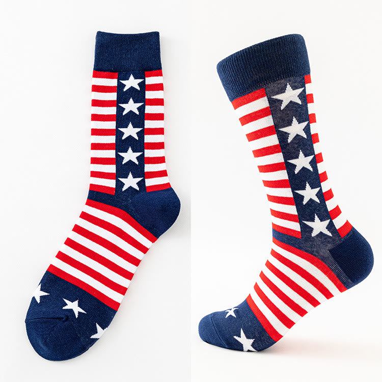 Chaussettes mi-mollet USA Stars Stripes grande taille (6 paires)