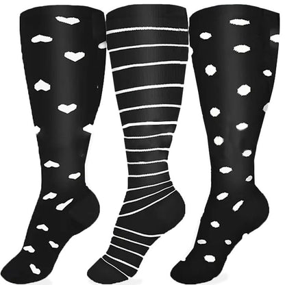 Chaussettes de compression à rayures blanches grande taille (3 paires)