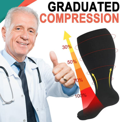 Chaussettes de compression de grande taille, couleur unie, 2XL-7XL (3 paires)