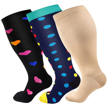 Chaussettes de compression Skin Heart Dot grande taille 2XL-7XL (3 paires)