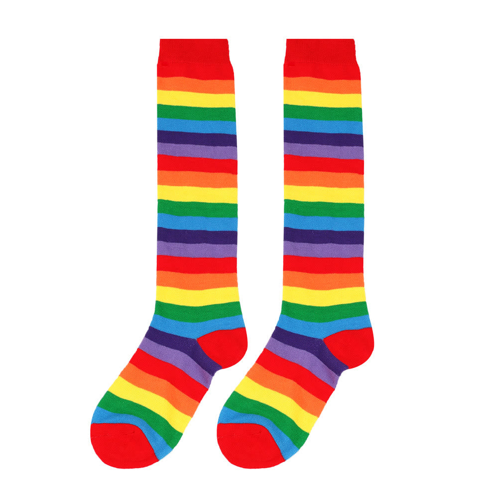 Chaussettes hautes à rayures arc-en-ciel (3 paires)