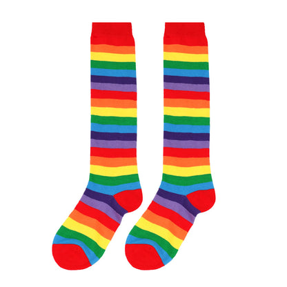 Chaussettes hautes à rayures arc-en-ciel (3 paires)