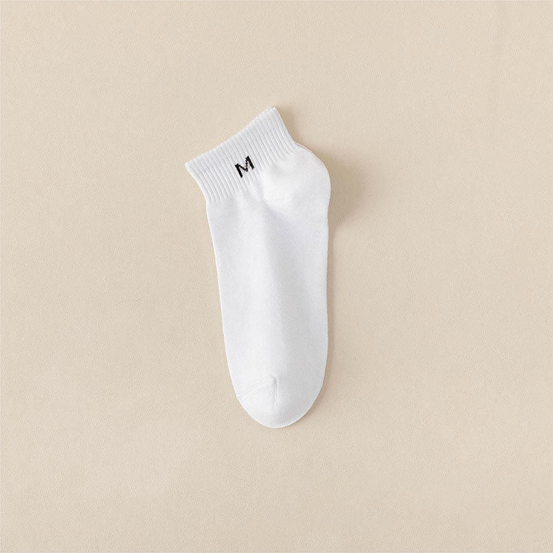 Chaussettes cheville en coton uni (5 paires) - EU44-50 (US10-15) - Blanc - image 3