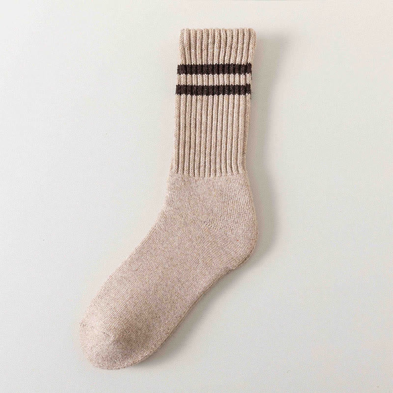 Chaussettes rayées chaudes en laine (5 paires) - Chameau - EU36-44 (US3-10) - image 11
