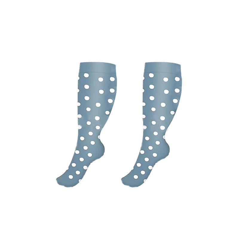 Chaussettes de compression à pois blancs grande taille (3 paires) - Bleu - 4XL - image 3