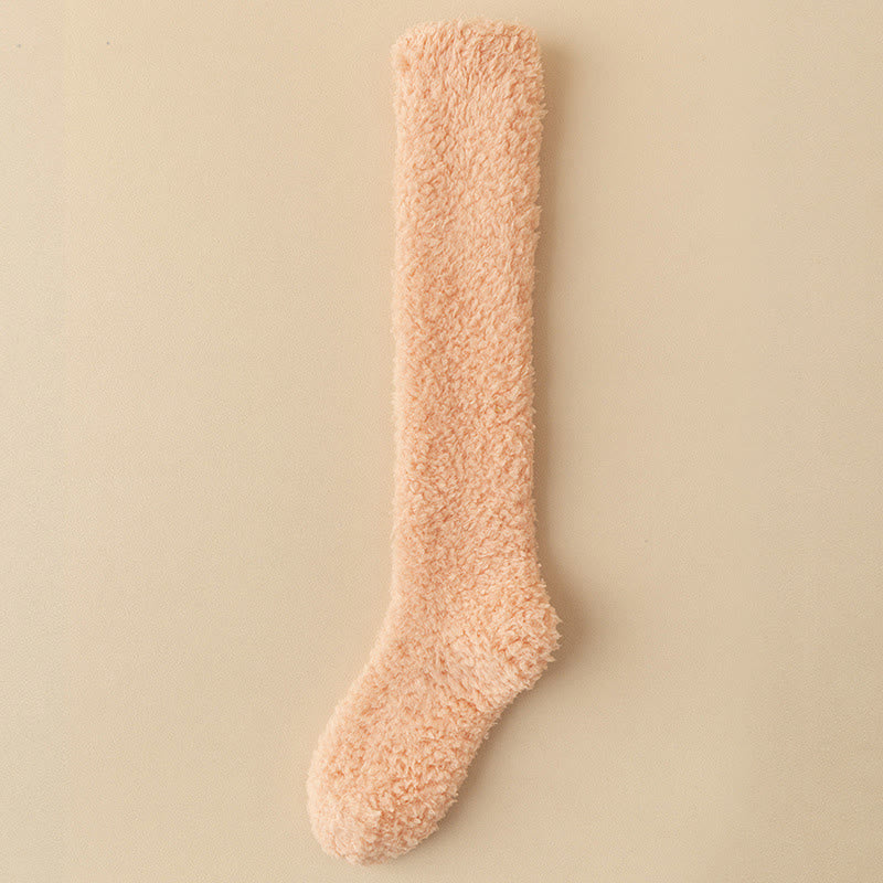 Chaussettes hautes en peluche épaisse grande taille (5 paires) - Orange - EU36-43(US3-9) - image 14