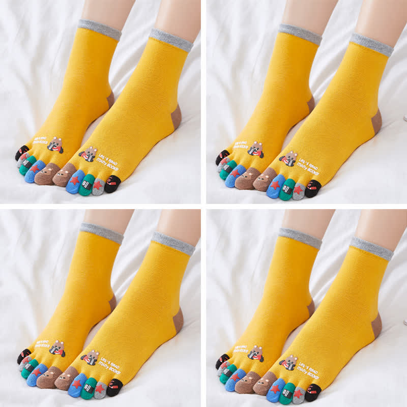 Chaussettes Plusock à motifs amusants (4 paires) - Quart - Jaune - EU40-45 (US7-10) - image 18