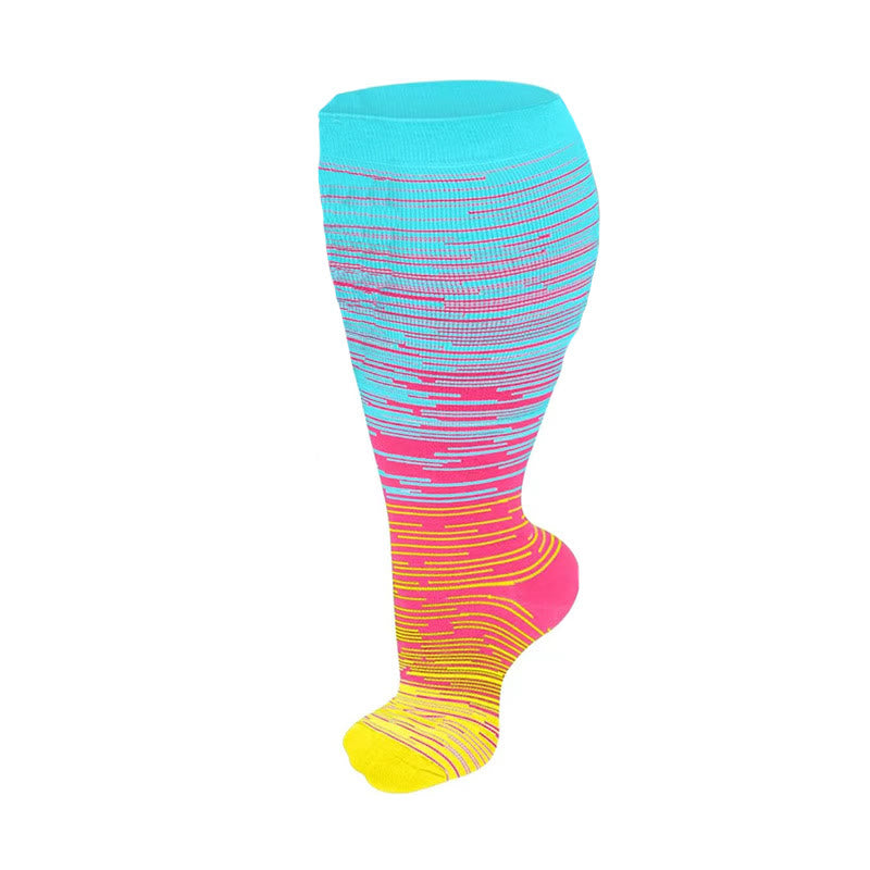 Chaussettes de compression à rayures vives grandes tailles 2XL - 7XL (3 paires) - Rose - 7XL - image 16