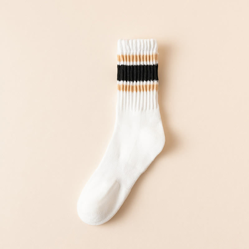 Chaussettes hautes à rayures épaisses grandes tailles (7 paires) - Blanc - UE39-46 (US6-12) - image 10