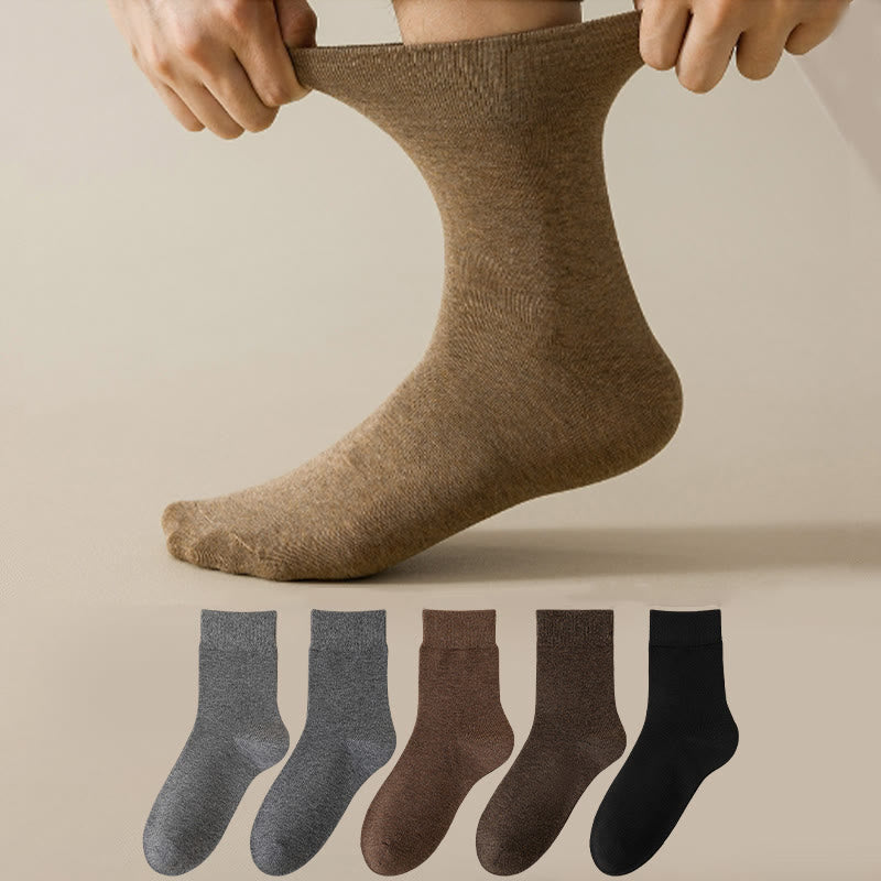 Chaussettes courtes respirantes unies Plusock (5 paires) - Gris chaud + Gris foncé + Marron + Café + Noir - EU39-46 (US6-12) - image 1