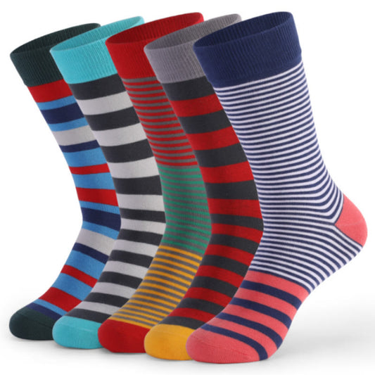 Chaussettes vintage à rayures colorées (5 paires)