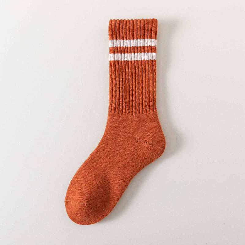Chaussettes rayées chaudes en laine (5 paires) - Orange - EU36-44 (US3-10) - image 4