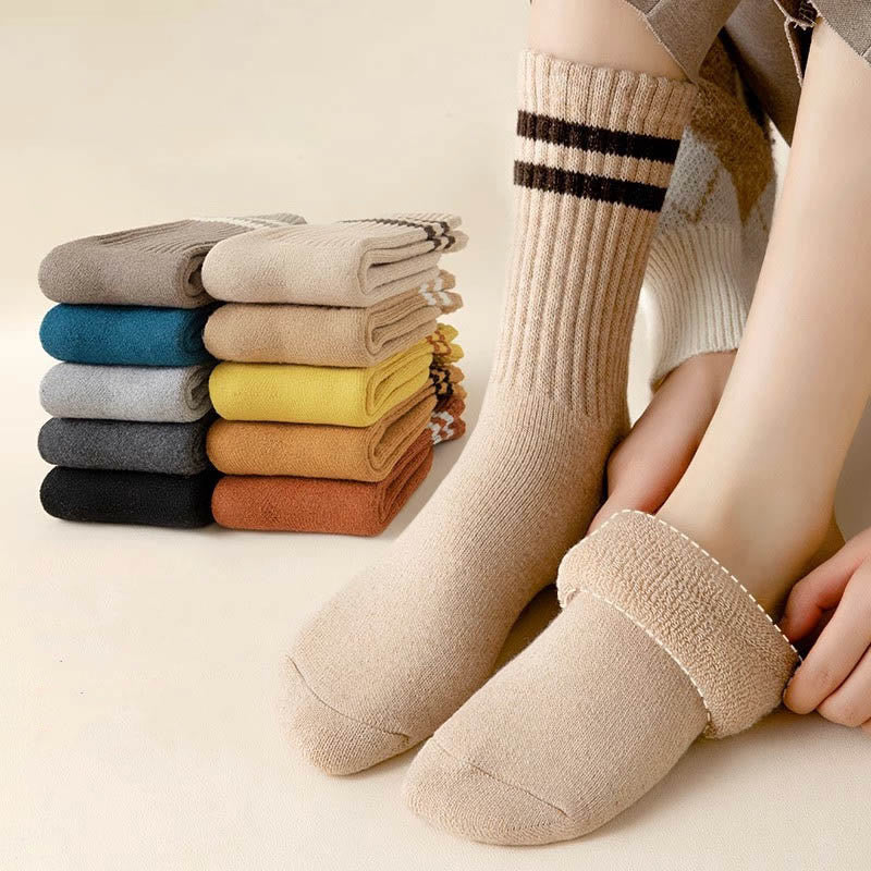 Chaussettes rayées chaudes en laine (5 paires) - image 2