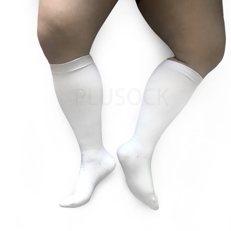 Chaussettes de compression blanches Plusock grandes tailles 2XL- 7XL (15-20 mmHg) - image 4