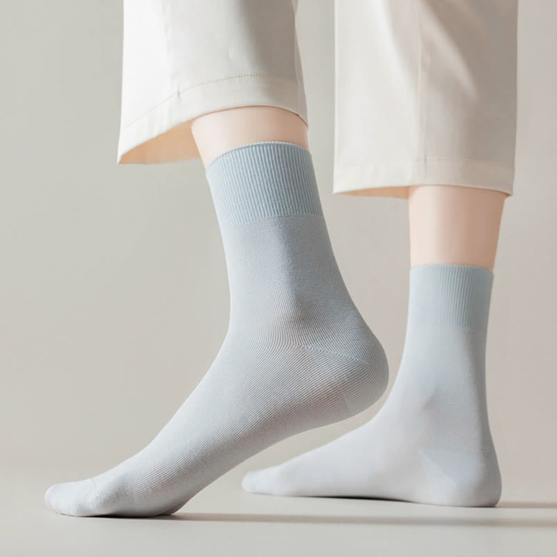 Chaussettes hautes élastiques de couleur unie (5 paires)