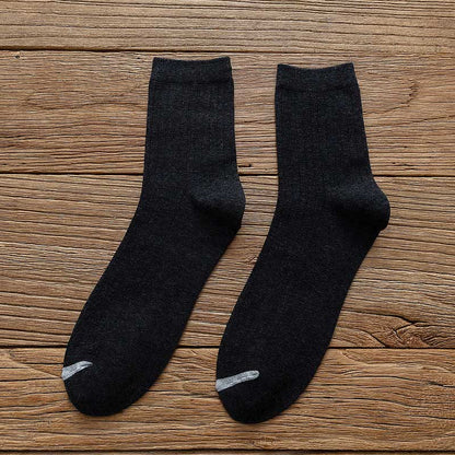 Chaussettes en coton à doublure couleur pure grande taille (6 paires)
