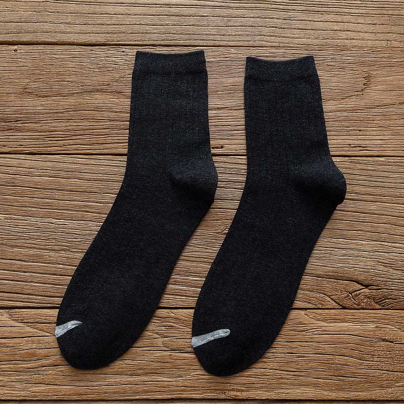 Chaussettes en coton doublées de couleur unie (6 paires) - 42-48 - Noir - image 6