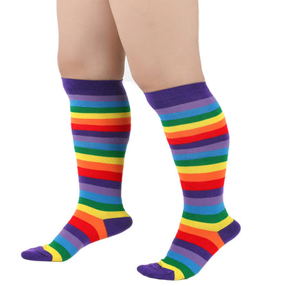 Chaussettes hautes à rayures arc-en-ciel (3 paires)