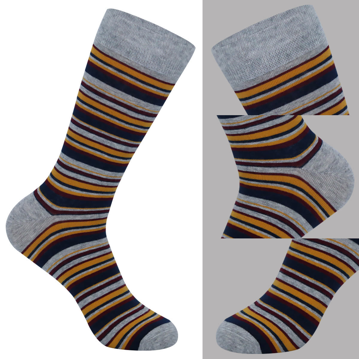 Chaussettes montantes à fines rayures patchwork (5 paires) - image 1