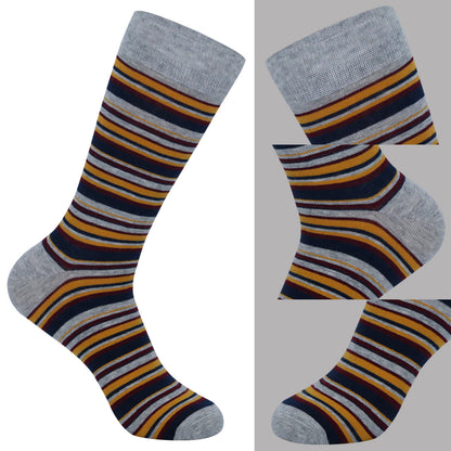 Chaussettes montantes à fines rayures patchwork (5 paires) - image 1