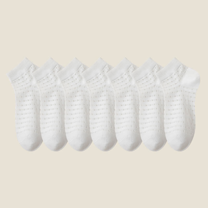 Chaussettes basses en maille ajourée (7 paires) - Blanc - EU38-44 (US5-11) - image 13
