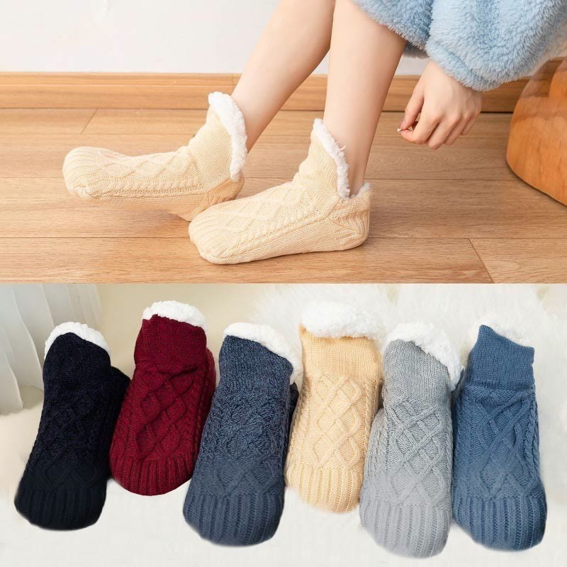 Chaussons-chaussettes d'intérieur chauds en laine d'agneau grande taille (2 paires) - image 0