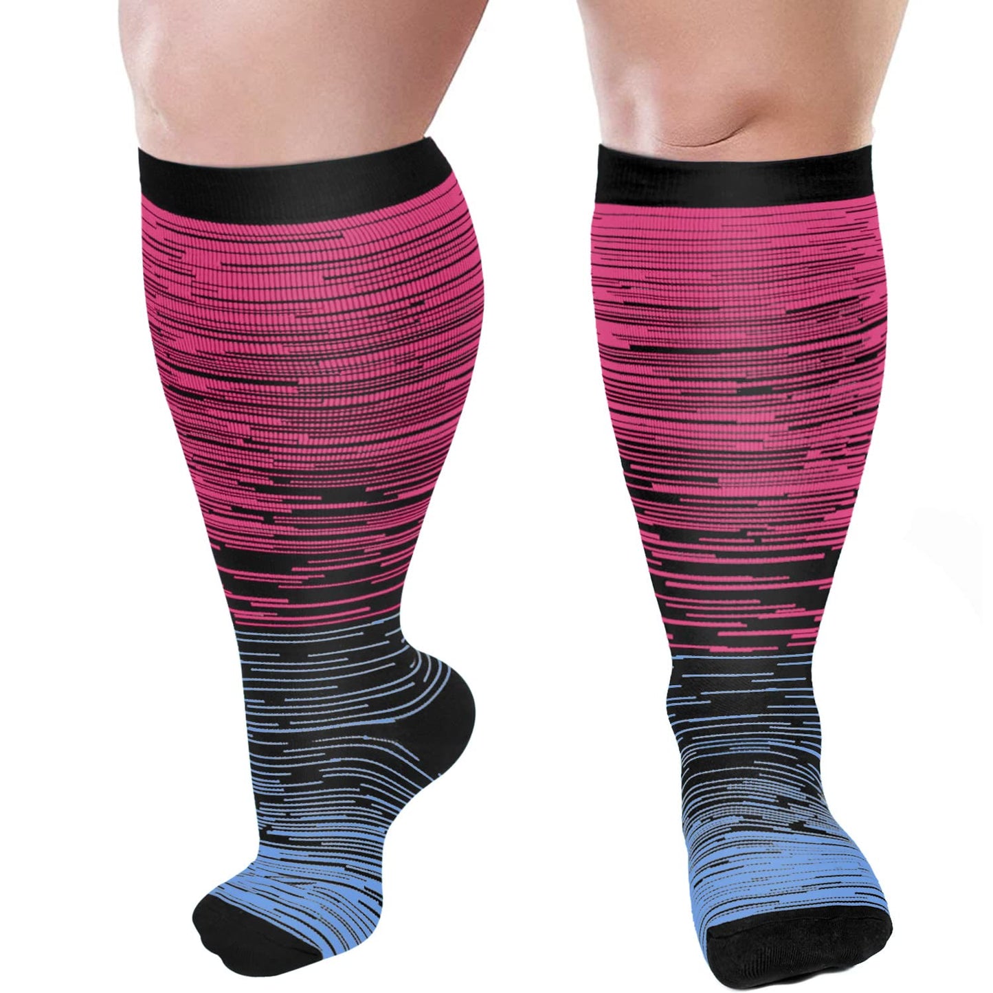 Chaussettes de compression grandes tailles à lignes colorées et tendance 2XL- 7XL (3 paires) - image 6