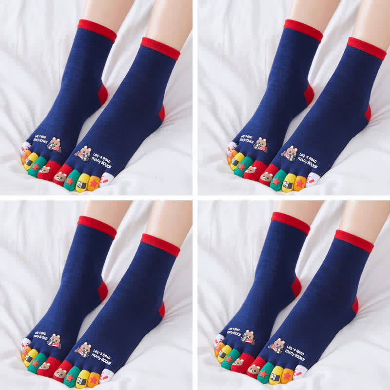 Chaussettes Plusock à motifs amusants (4 paires) - Quart - Bleu - EU40-45 (US7-10) - image 16