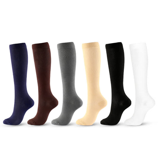 Chaussettes de compression antidérapantes de couleur unie grande taille (6 paires)