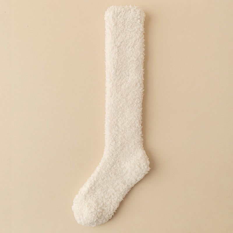 Chaussettes hautes en peluche épaisse grande taille (5 paires) - Beige - EU36-43(US3-9) - image 9