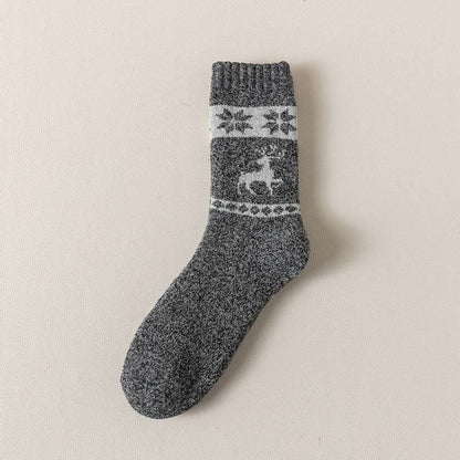 Chaussettes courtes en laine épaisse à motif d'élan Plusock (5 paires) - Noir - EU39-46 (US6-12) - image 3
