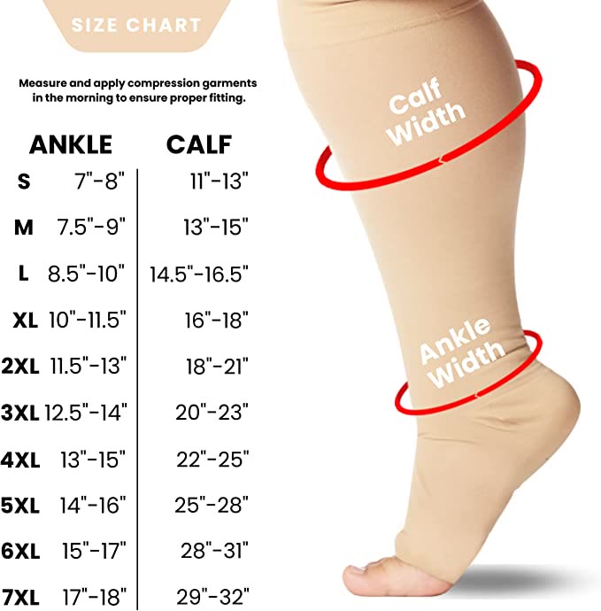 Chaussettes de compression grande taille, mollet large, bout ouvert - image 3
