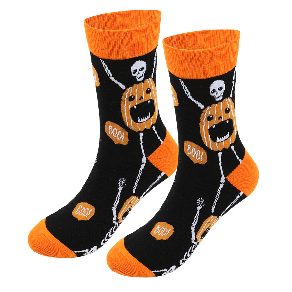 Chaussettes d'Halloween imprimées mignonnes grande taille (5 paires) - image 5